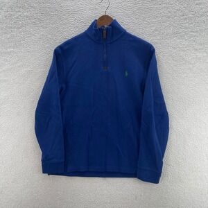 Polo Ralph Lauren Sweater Mens Medium Blue 1/4 Zip Pullover Preppy Luxury Pony
